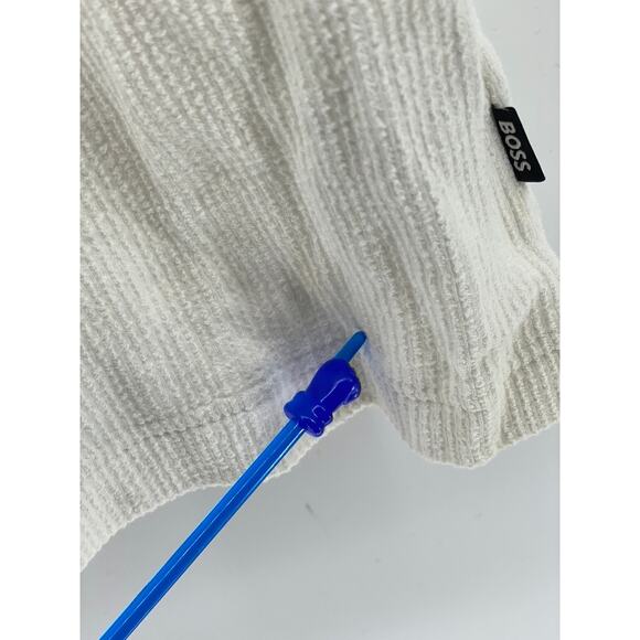 HUGO BOSS Men's Off-White Textured Regular-Fit Button-Up Short Sleeve Shirt SZ L - Picture 7 of 12